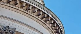 An abstract photo of a large colosseum style building