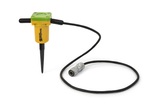 A yellow Sensoguard SG-1 Buried Detectors unit and wiring attachment